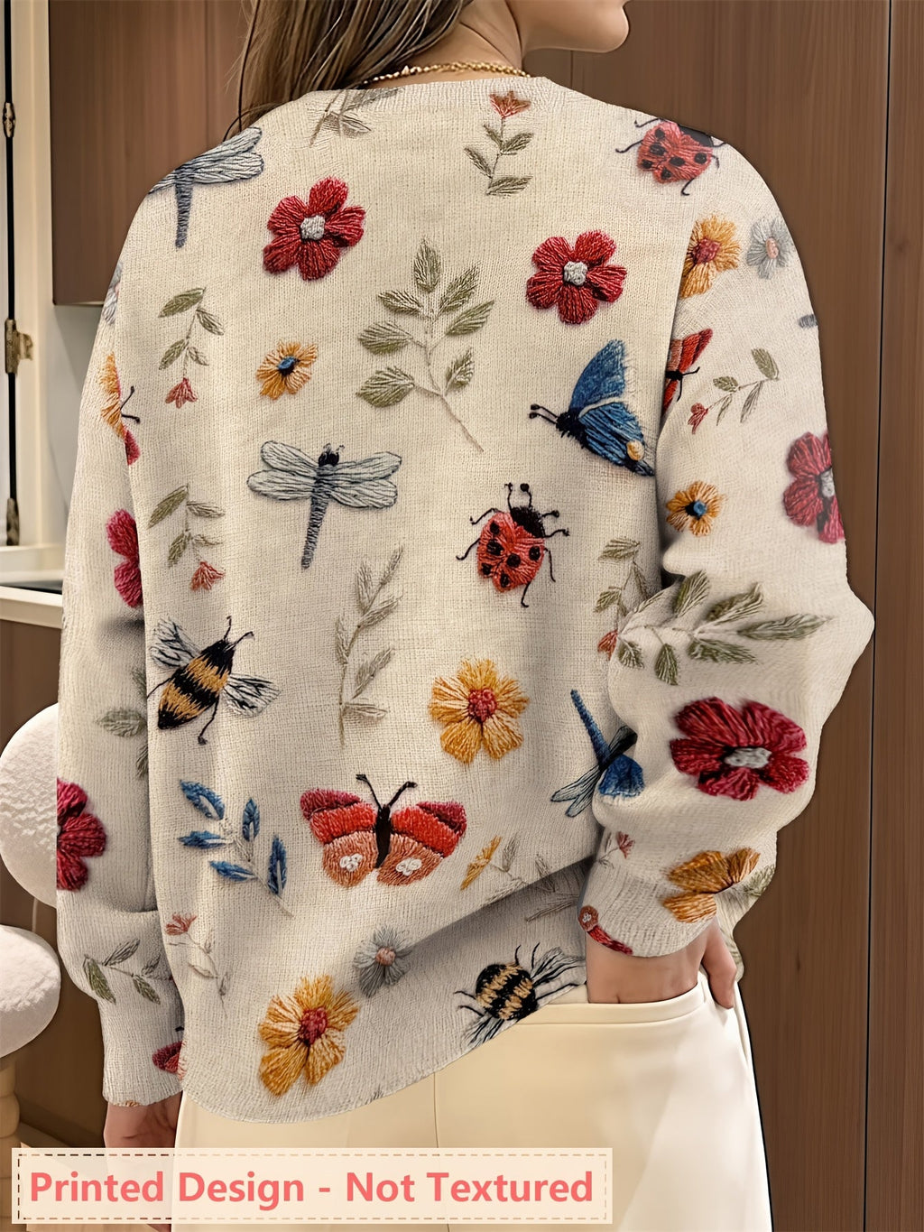 Meredith | Botanical Print Crew Neck Sweater