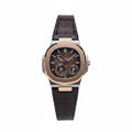Patek Philippe Nautilus 5712 – Two-Tone Steel Rose Gold Brown Dial Moon Phase Power Reserve Small Seconds Crocodile Strap