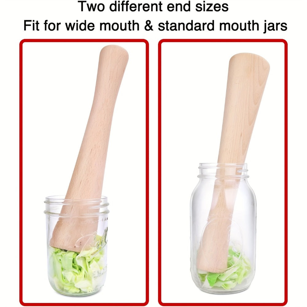 Wooden Sauerkraut Pounder for Mason Jars - 11.6 Inch Solid Wood Fermentation Tamper Kraut Pounder Pestle for Vegetable Fermentation