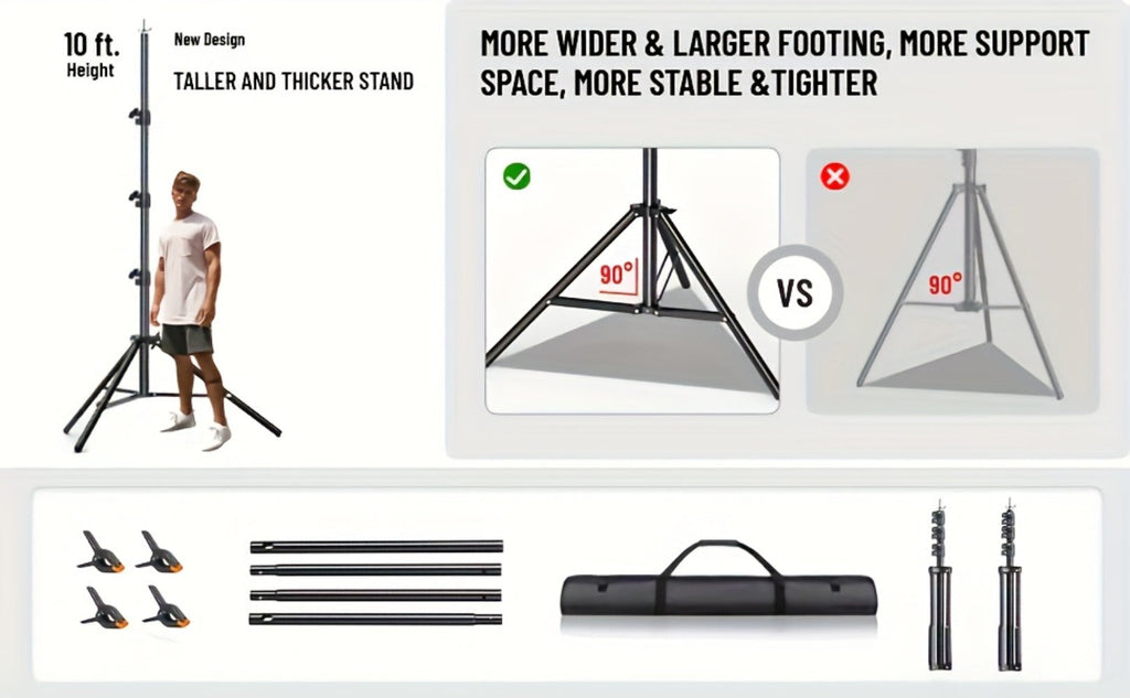 10x10Ft Backdrop Stand Kit with 2 Adjustable Support Stands 4 Crossbars 4 Clamps for Photography for an Everyday Personal Care Routine