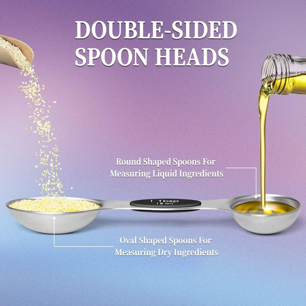 9 Pieces Dual End Measuring Spoons with Leveler