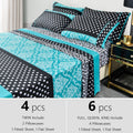 Bed Sheet Set Patchwork Microfiber in 4- or 6-Piece Configuration with 14-Inch Pocket and Three Colors