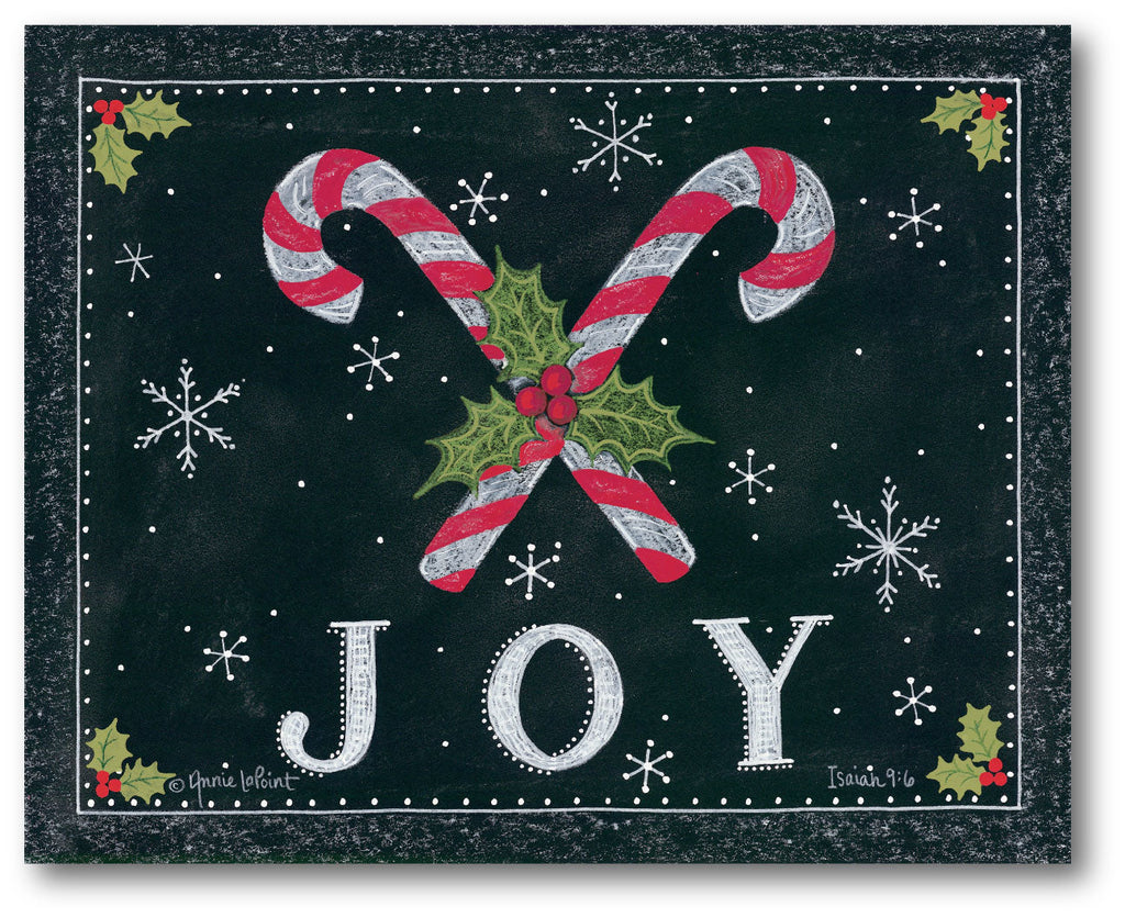 Crossed Candy Canes Joy Gallery-Wrapped Canvas Wall Art
