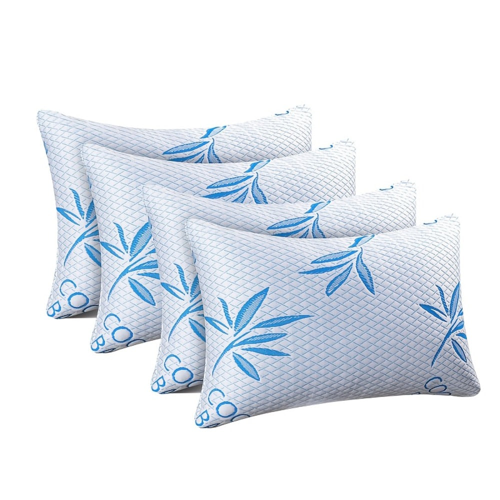 Hotel Quality Sleep Pillows Firm Support Cool-to-Touch Fiber Fill 2/4 Pack - Back Stomach Side Sleeper Pillow Set Soft Breathable Bed Pillows Standard Queen King Size