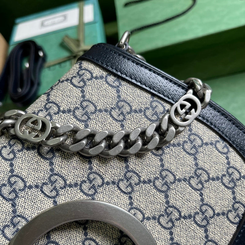 Gucci Blondie Small Shoulder Bag – GG Supreme Canvas Dark Brown Leather Gold GG