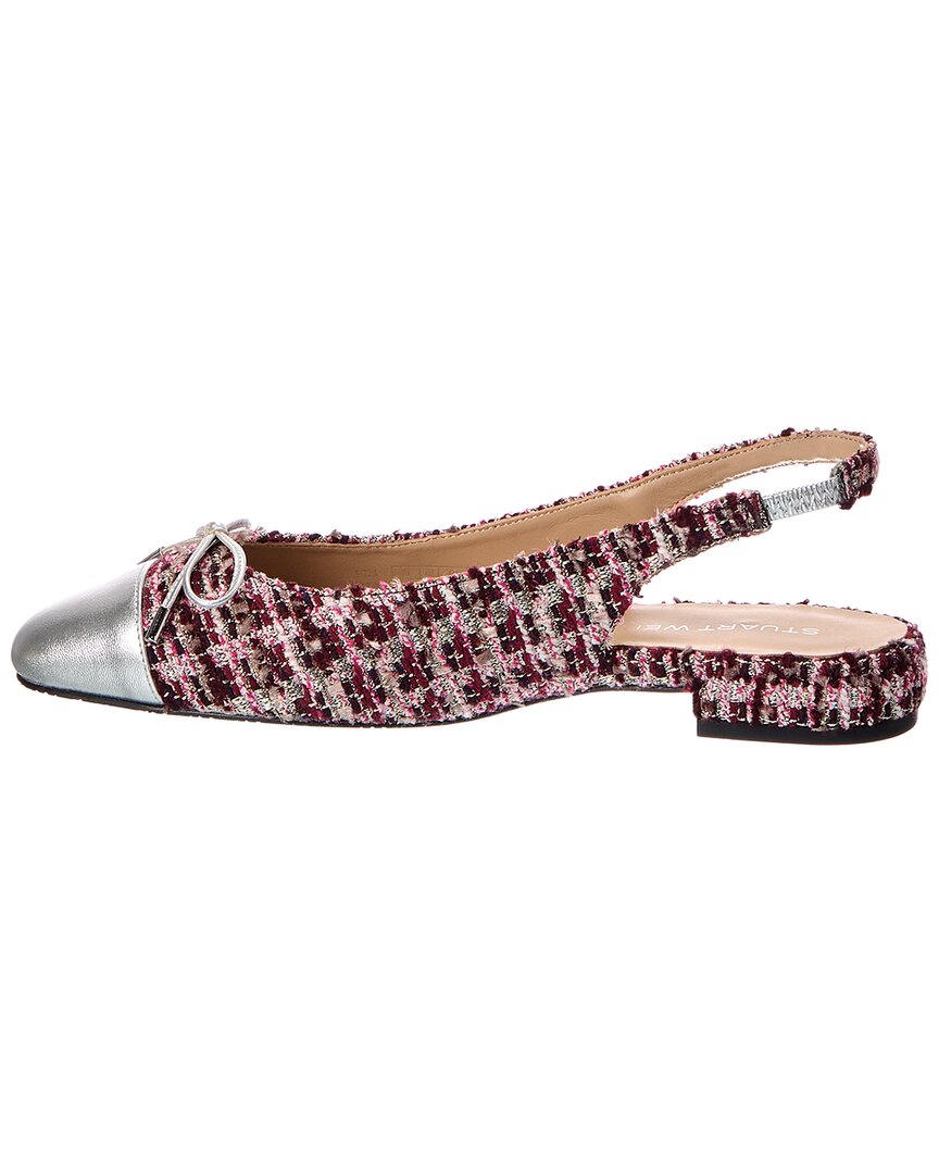 Stuart Weitzman Sleek Bow Tweed Slingback Flat