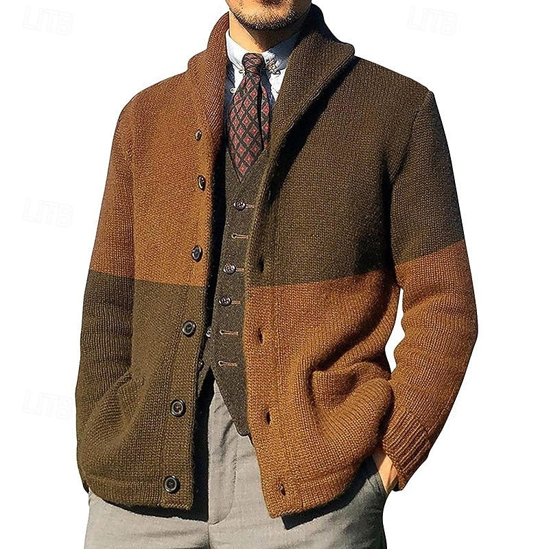 Bertram | Cardigan mit Schalkragen im Colour-Block-Design
