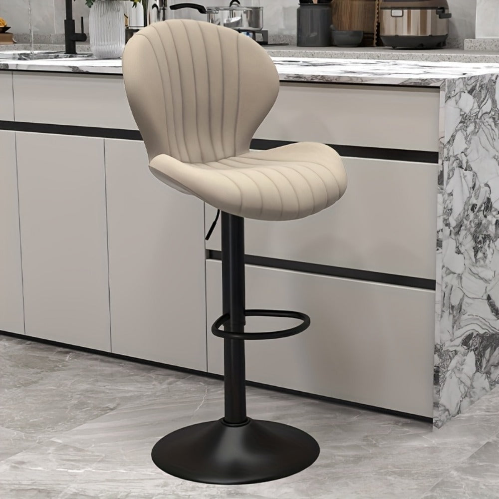 Bar Stool Faux Leather Adjustable Swivel Seat with Shell Back, Footrest, Five Colors and Sets of 1 to 4