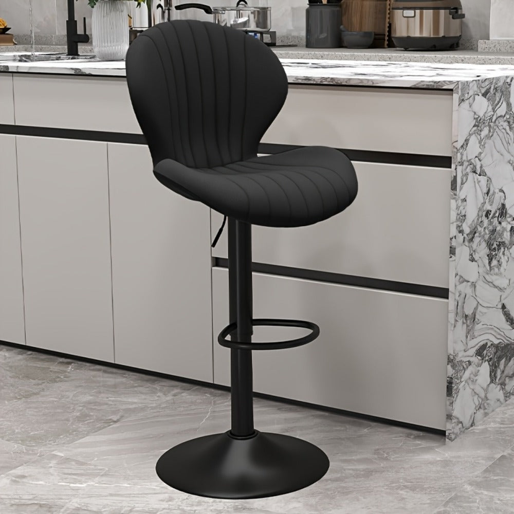 Bar Stool Faux Leather Adjustable Swivel Seat with Shell Back, Footrest, Five Colors and Sets of 1 to 4