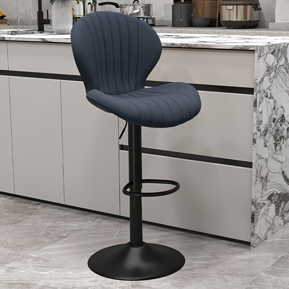 Bar Stool Faux Leather Adjustable Swivel Seat with Shell Back, Footrest, Five Colors and Sets of 1 to 4