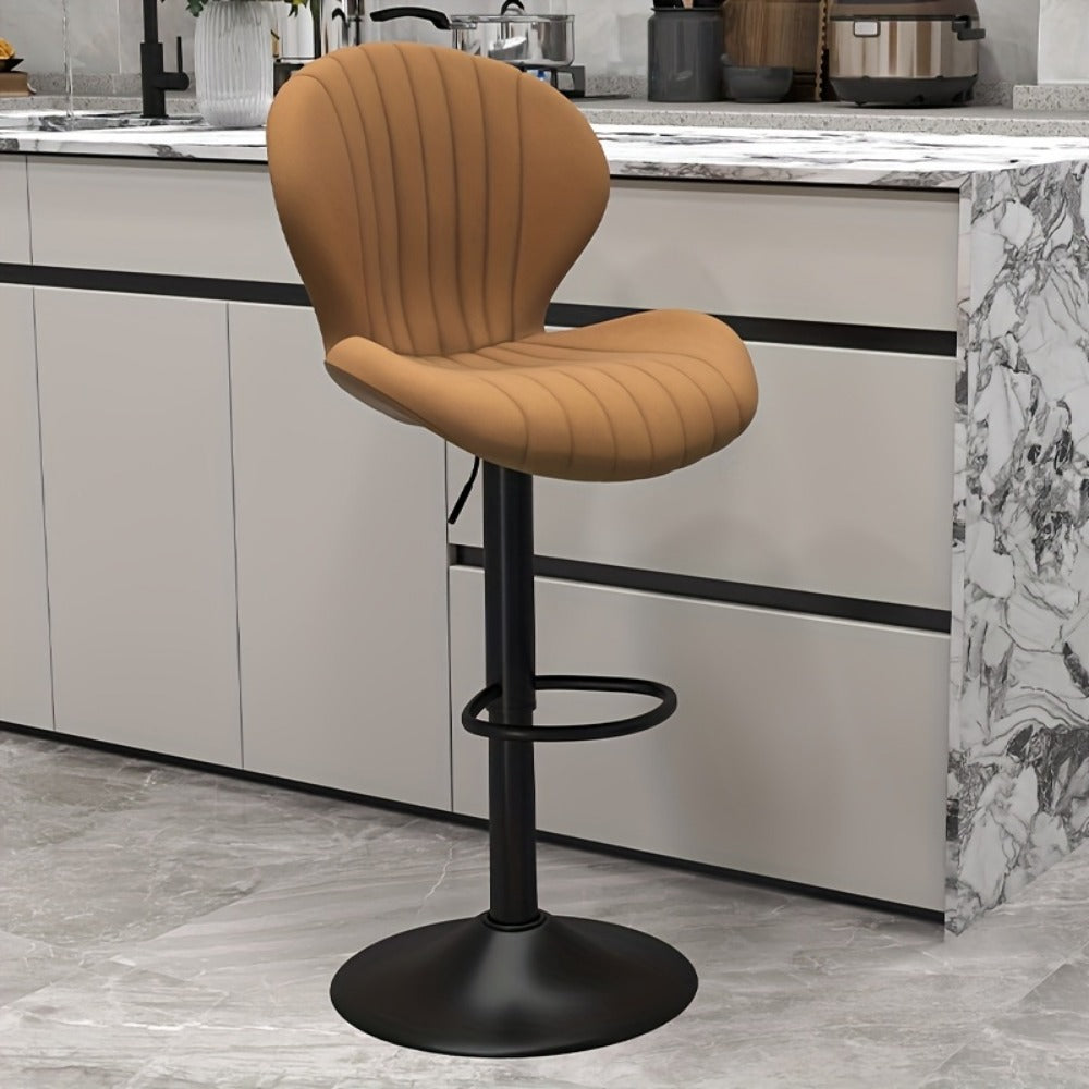 Bar Stool Faux Leather Adjustable Swivel Seat with Shell Back, Footrest, Five Colors and Sets of 1 to 4
