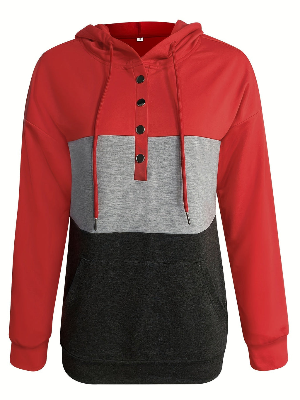 Tamsin | Kapuzenpullover mit Colour-Block-Knopfleiste
