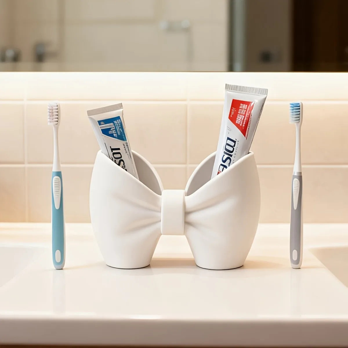 Dual Slot Bowknot Desktop Storage Holder