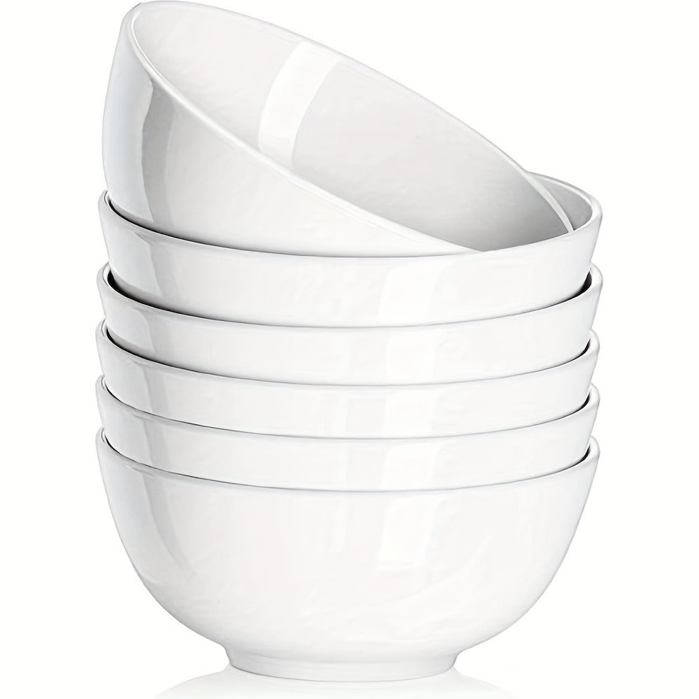 Ceramic Bowls Set 22oz White Porcelain - Dishwasher & Soup Bowls for Kitchen, Cereal, Ramen, Oatmeal