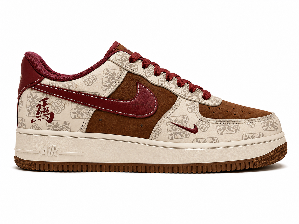 Nike Air Force 1 Low Year of the Horse – Cream Tan Burgundy Chinese New Year