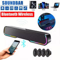 HiFi Soundbar with Subwoofer and RGB Lights, Bluetooth 5.0 Home Theater Speaker, FM Radio TF Card USB AUX TWS