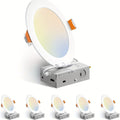 6 Inch LED Recessed Light 5CCT Selectable Dimmable - 12W 1050LM, 2700K-5000K, ETL Listed Slim Canless Downlight for Kitchen