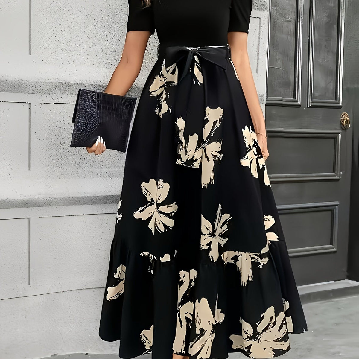 Ophelia | Maxikleid mit Blumenmuster und Puffärmeln