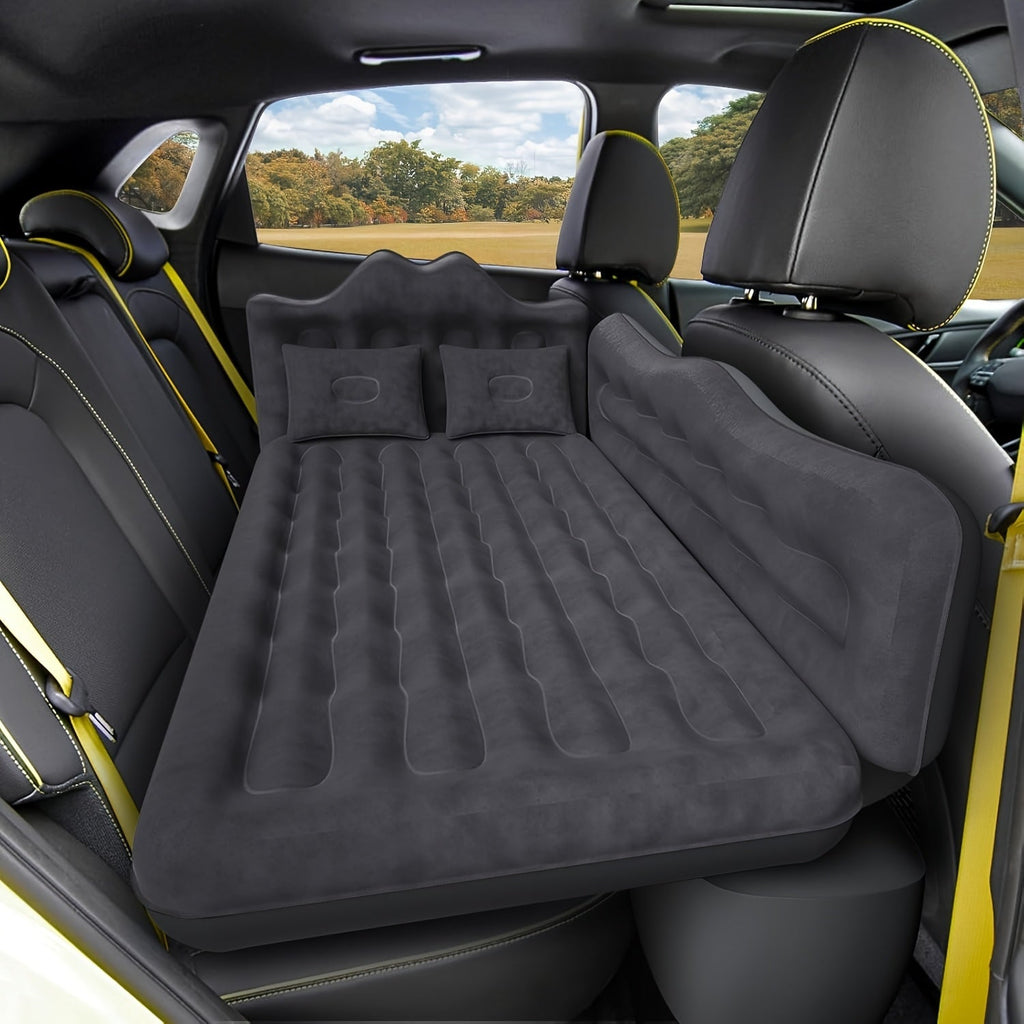 Back-Seat Car Inflatable Mattress with Two Pillows, Air Pump and Carry Bag in Black or Dark Blue