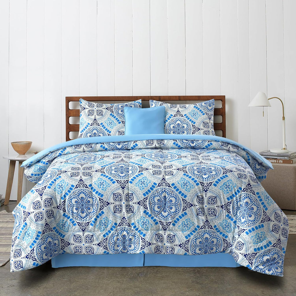 5-Piece Comforter Set – Down Alternative Reversible Quilted Bedding with Bed Skirt & Pillow Shams, Twin Queen King, All Seasons – 13 Colors