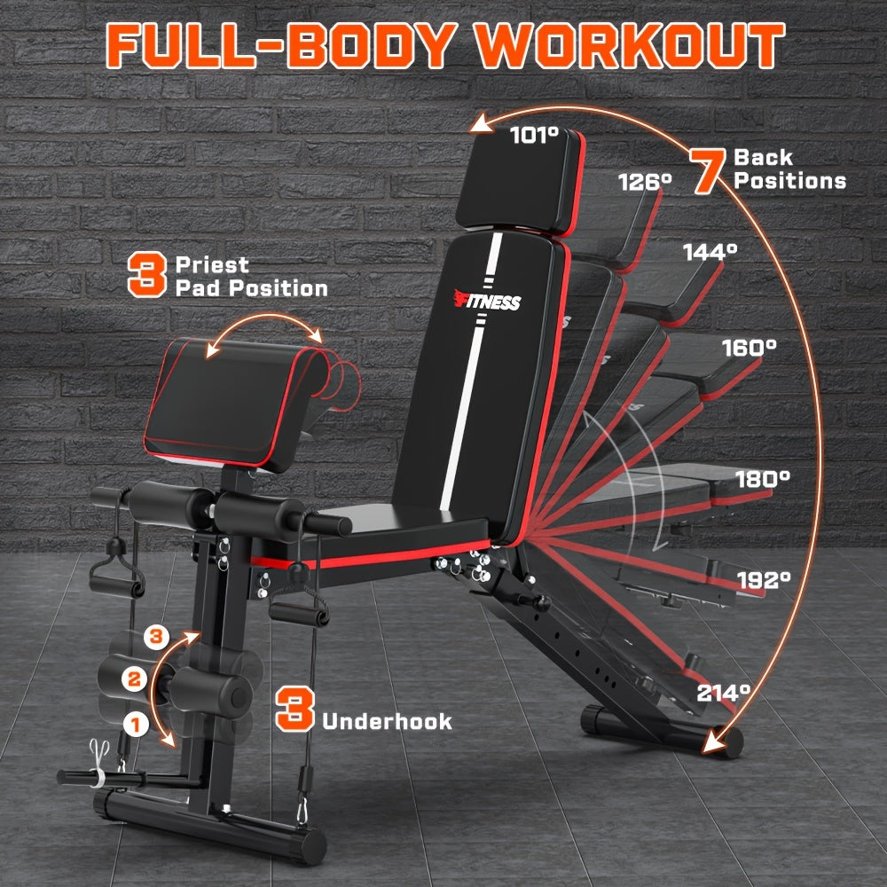 Adjustable Weight Bench in a Foldable 14-in-1 770lb Capacity Design for Full Body Strength Training at Home