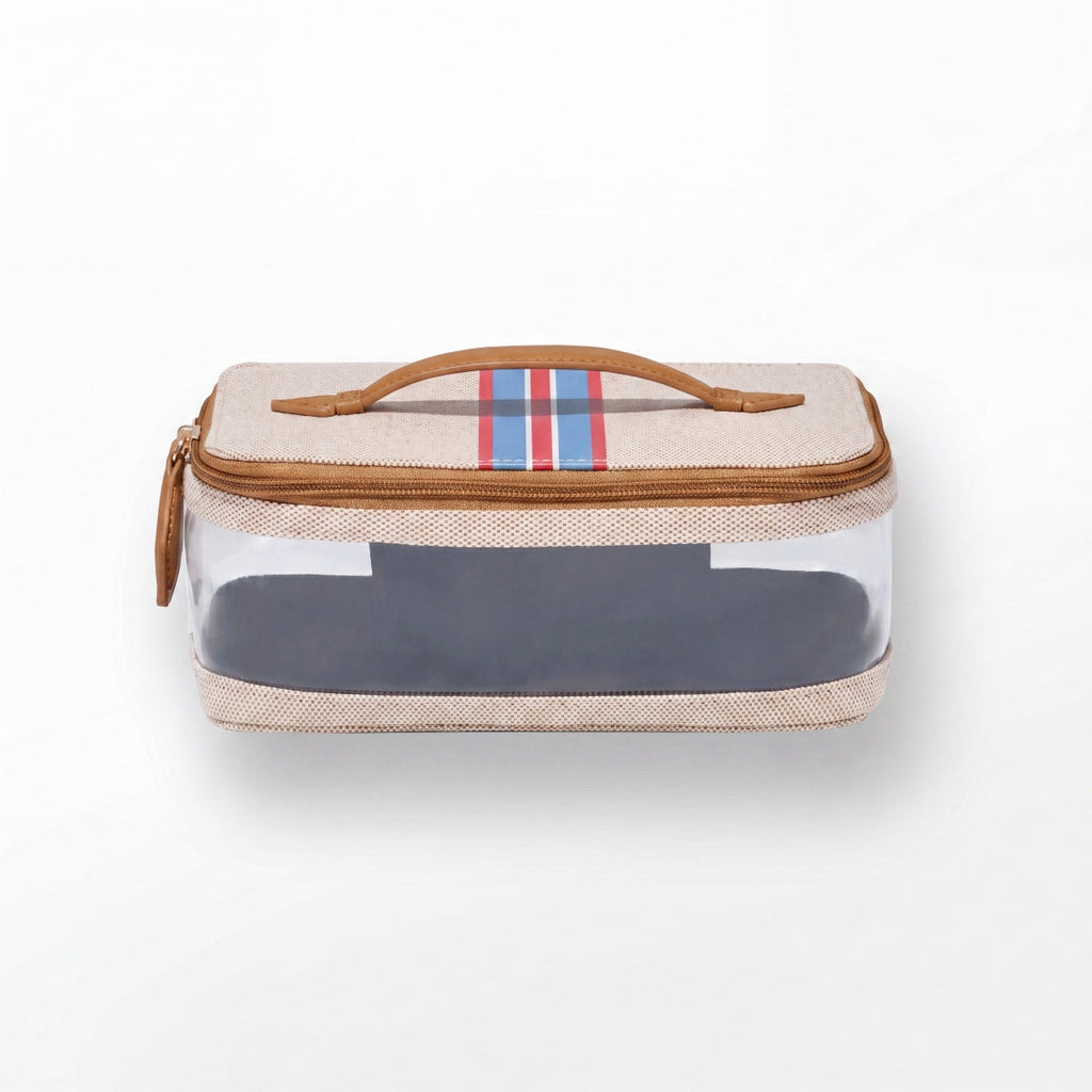 Paravel Cabana See-All Vanity Case EcoCraft Canvas Vegan Leather Paloma