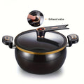 Ceramic-Coated Stockpot Cookware with 8.45QT Capacity, Twist-Lock Lid Handle and Three Colors