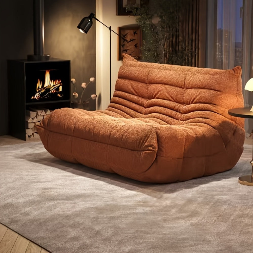 Floor Sofa with Modular Design and Tufted Back for Living Room
