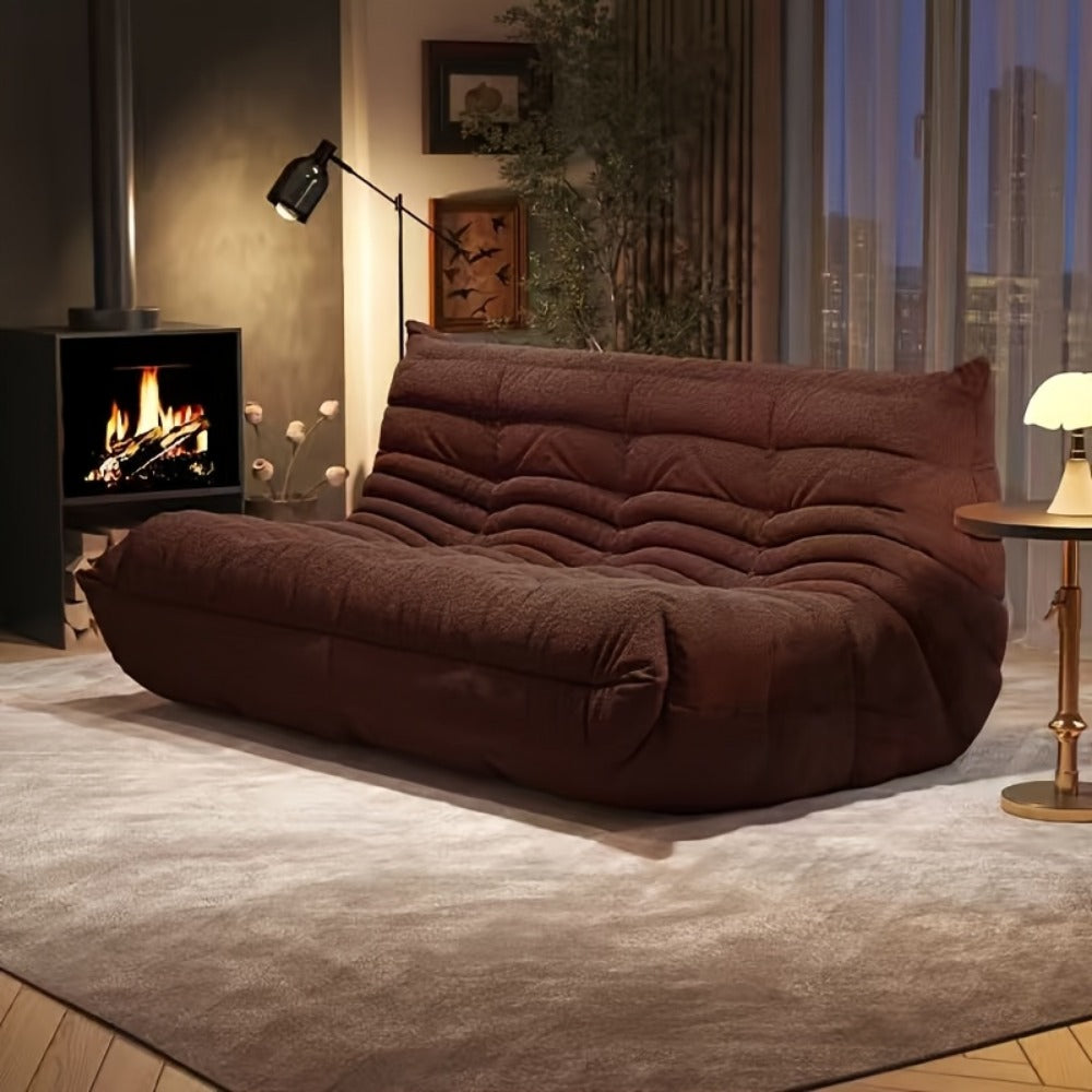 Floor Sofa with Modular Design and Tufted Back for Living Room
