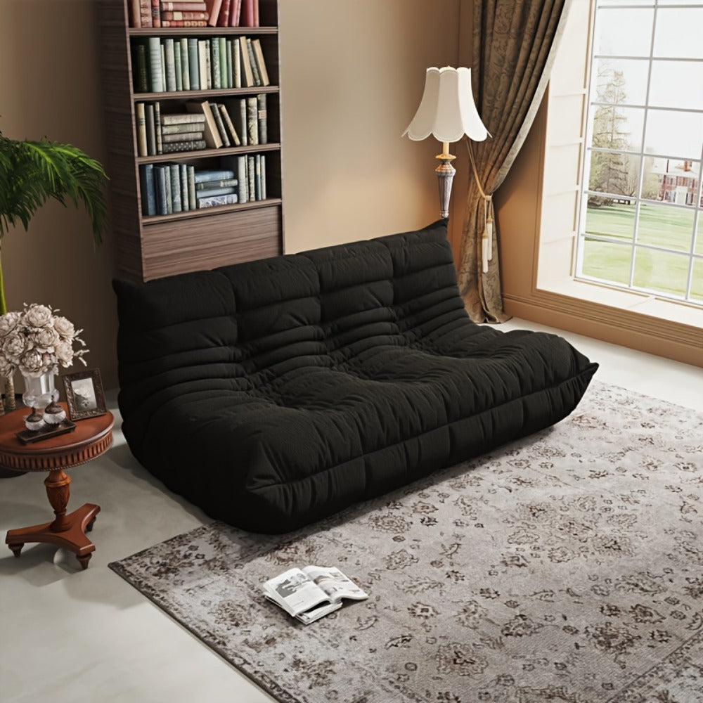 Floor Sofa with Modular Design and Tufted Back for Living Room