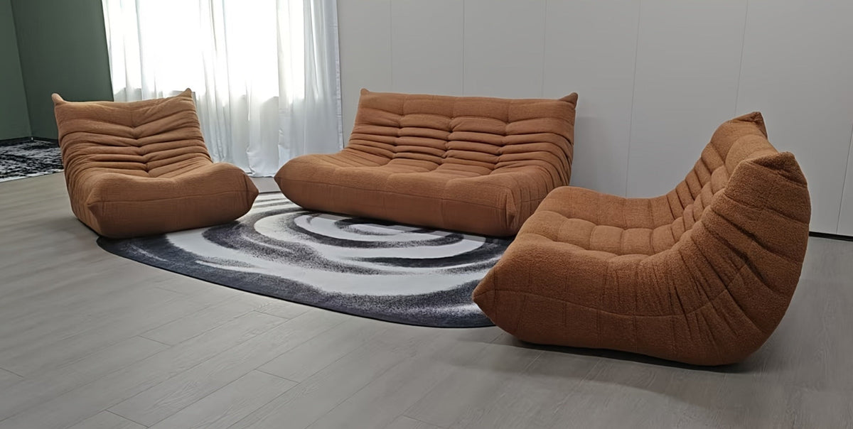 Floor Sofa with Modular Design and Tufted Back for Living Room