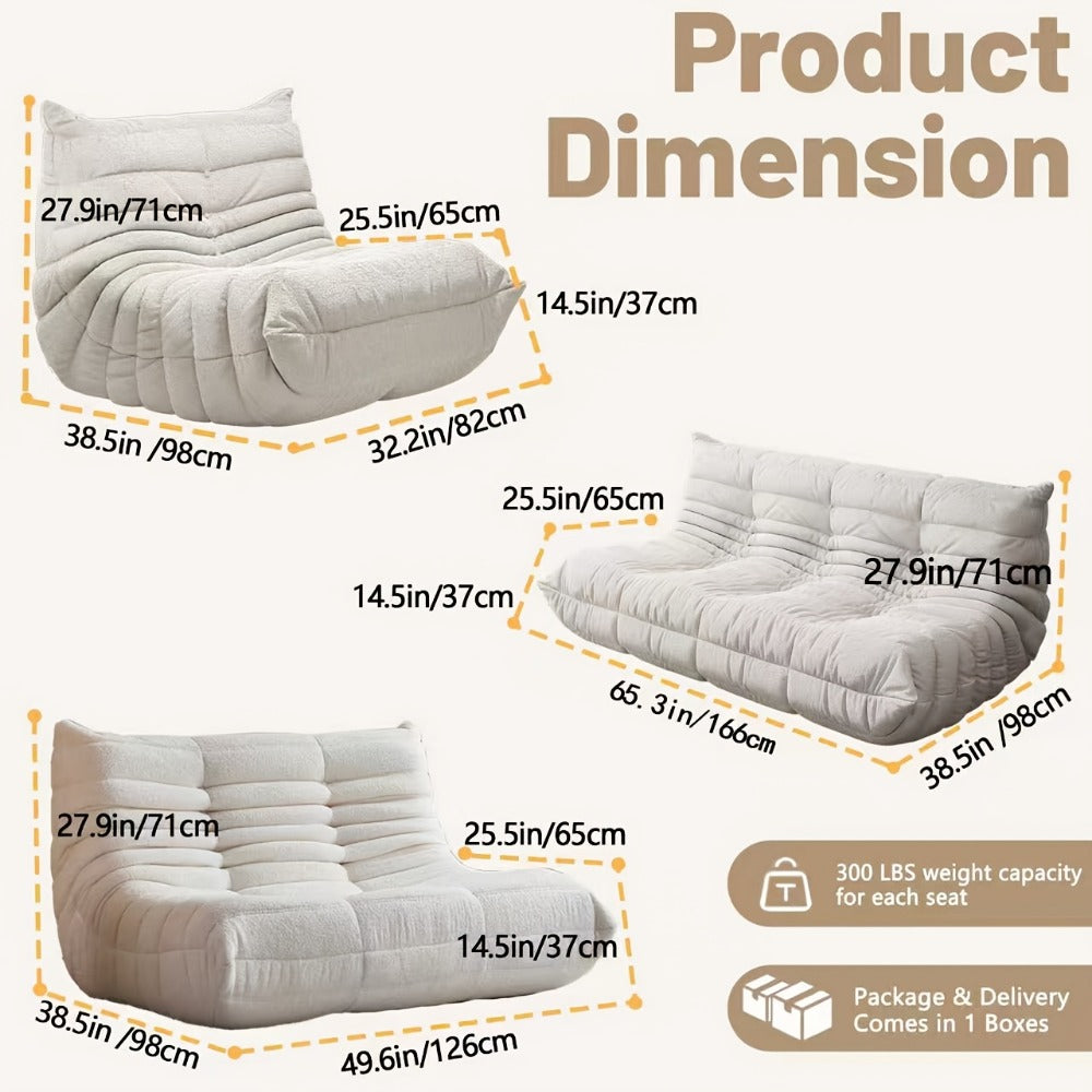 Floor Sofa with Modular Design and Tufted Back for Living Room