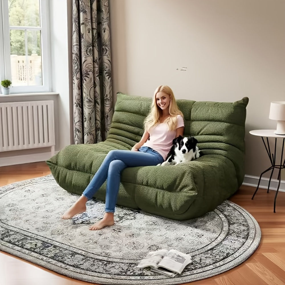 Floor Sofa with Modular Design and Tufted Back for Living Room