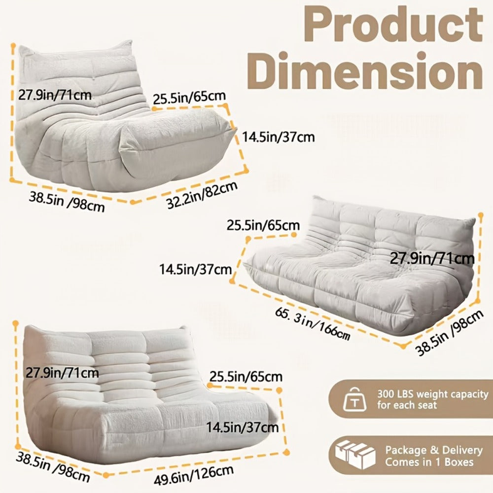 Floor Sofa with Modular Design and Tufted Back for Living Room