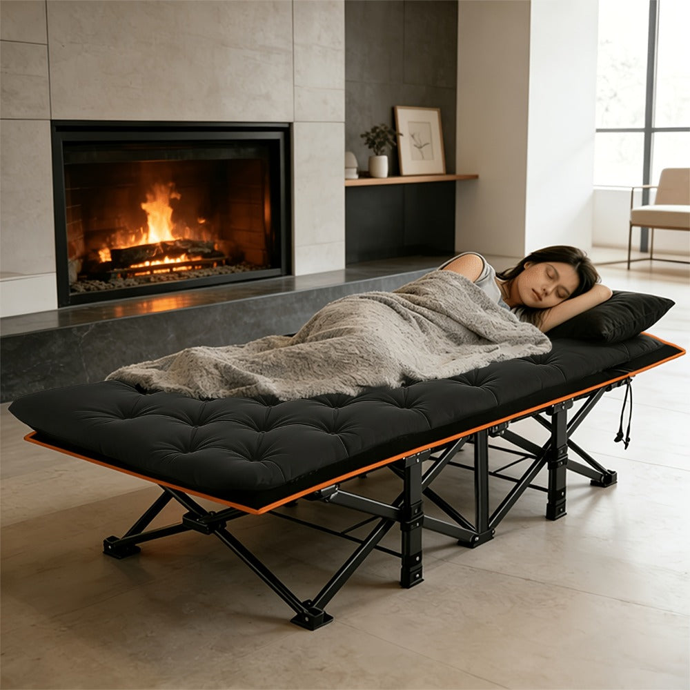 Foldable Heavy-Duty Camping Bed with Tool-Free Assembly for Bedroom