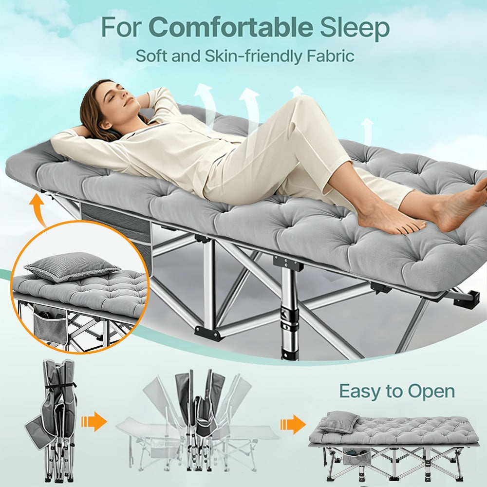 Foldable Heavy-Duty Camping Bed with Tool-Free Assembly for Bedroom