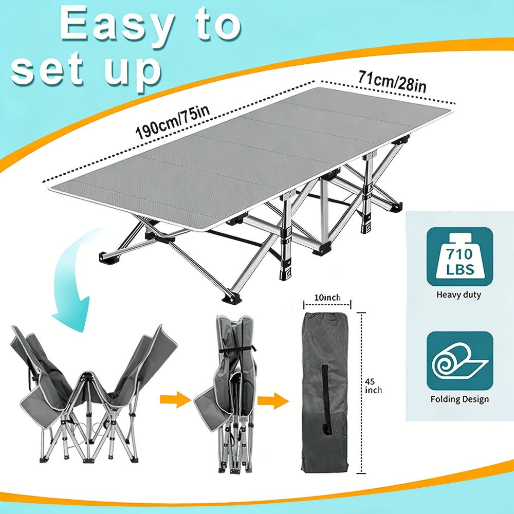 Foldable Heavy-Duty Camping Bed with Tool-Free Assembly for Bedroom
