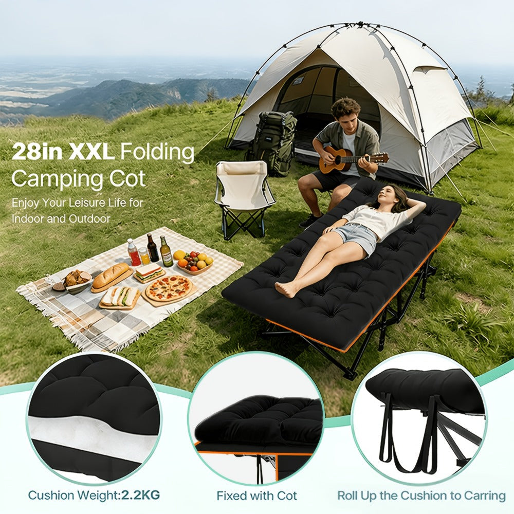 Foldable Heavy-Duty Camping Bed with Tool-Free Assembly for Bedroom
