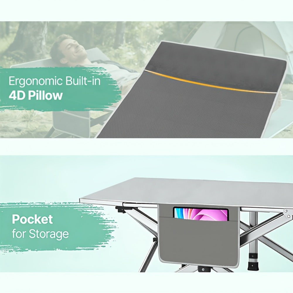 Foldable Heavy-Duty Camping Bed with Tool-Free Assembly for Bedroom