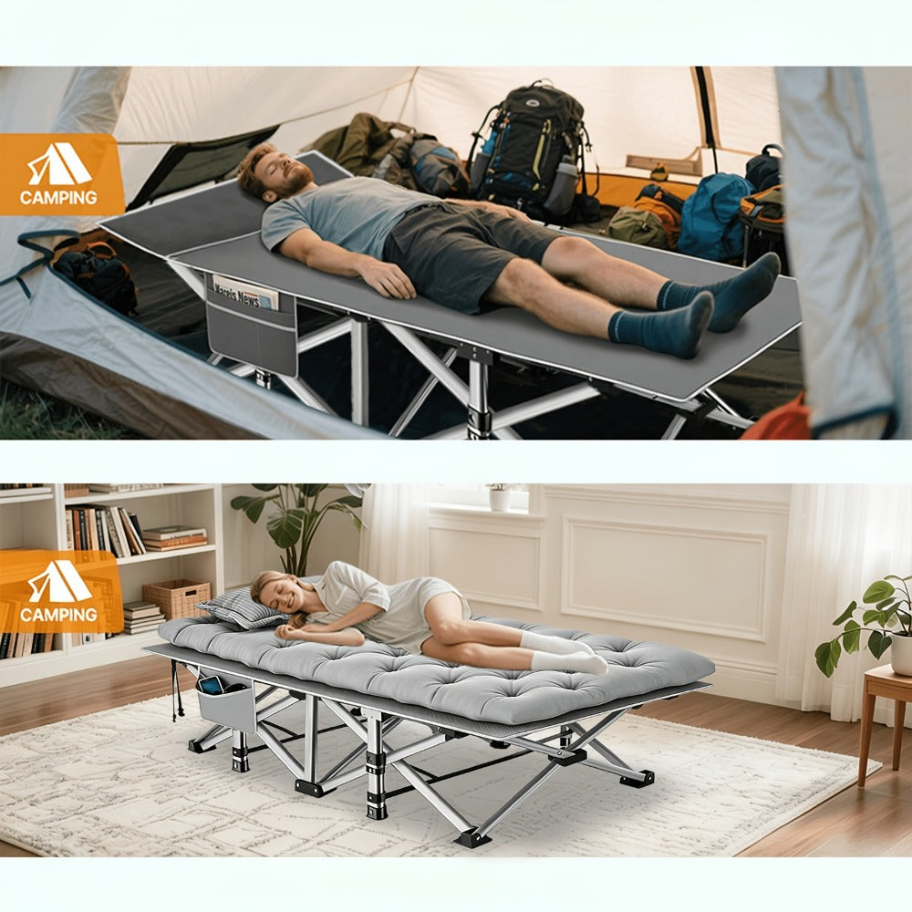 Foldable Heavy-Duty Camping Bed with Tool-Free Assembly for Bedroom
