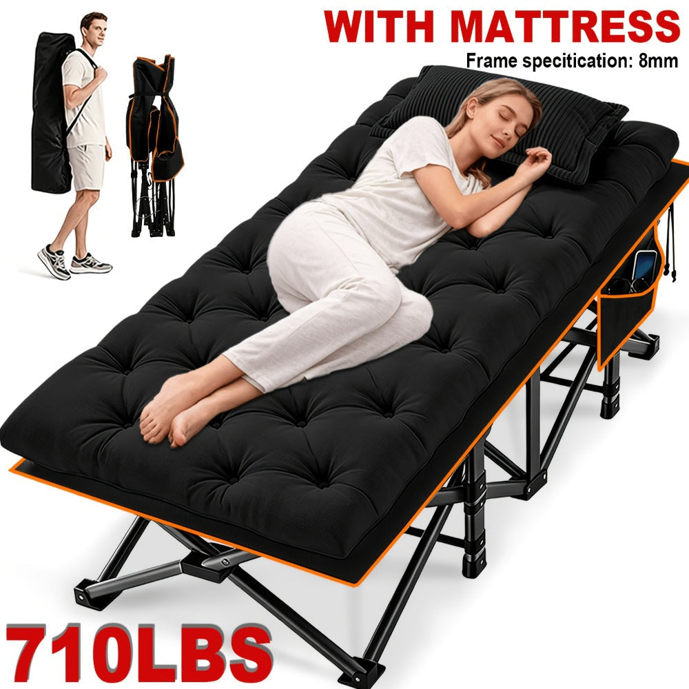 Foldable Heavy-Duty Camping Bed with Tool-Free Assembly for Bedroom
