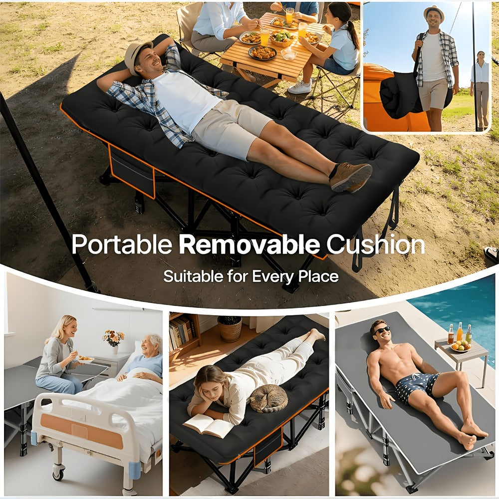 Foldable Heavy-Duty Camping Bed with Tool-Free Assembly for Bedroom