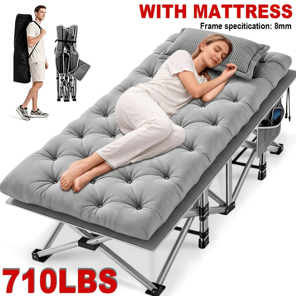 Foldable Heavy-Duty Camping Bed with Tool-Free Assembly for Bedroom