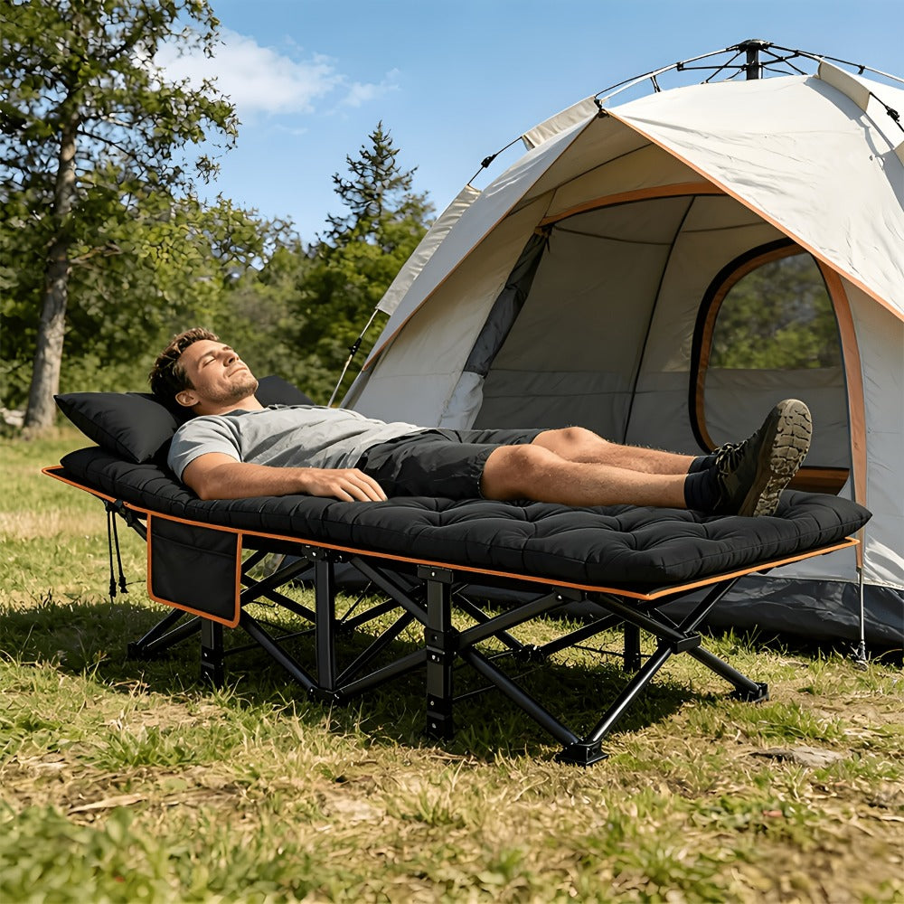 Foldable Heavy-Duty Camping Bed with Tool-Free Assembly for Bedroom