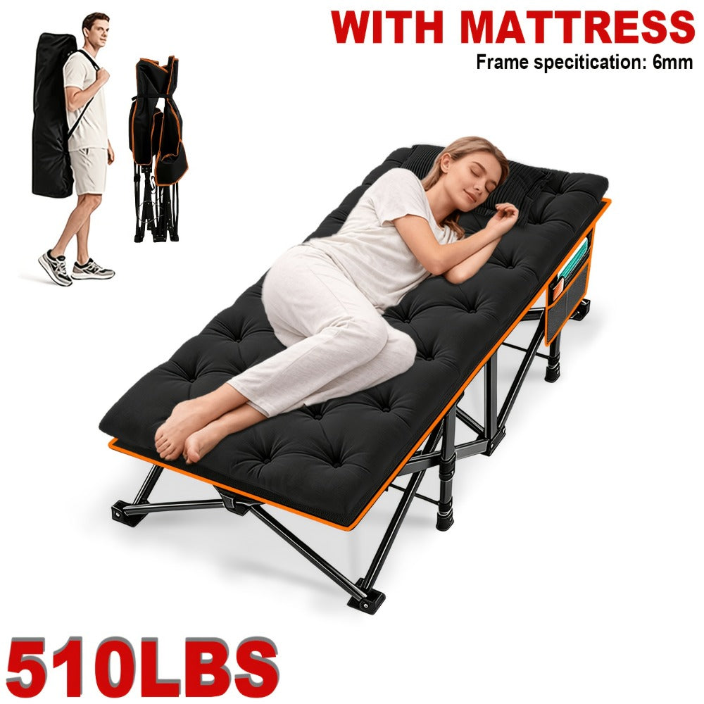 Foldable Heavy-Duty Camping Bed with Tool-Free Assembly for Bedroom