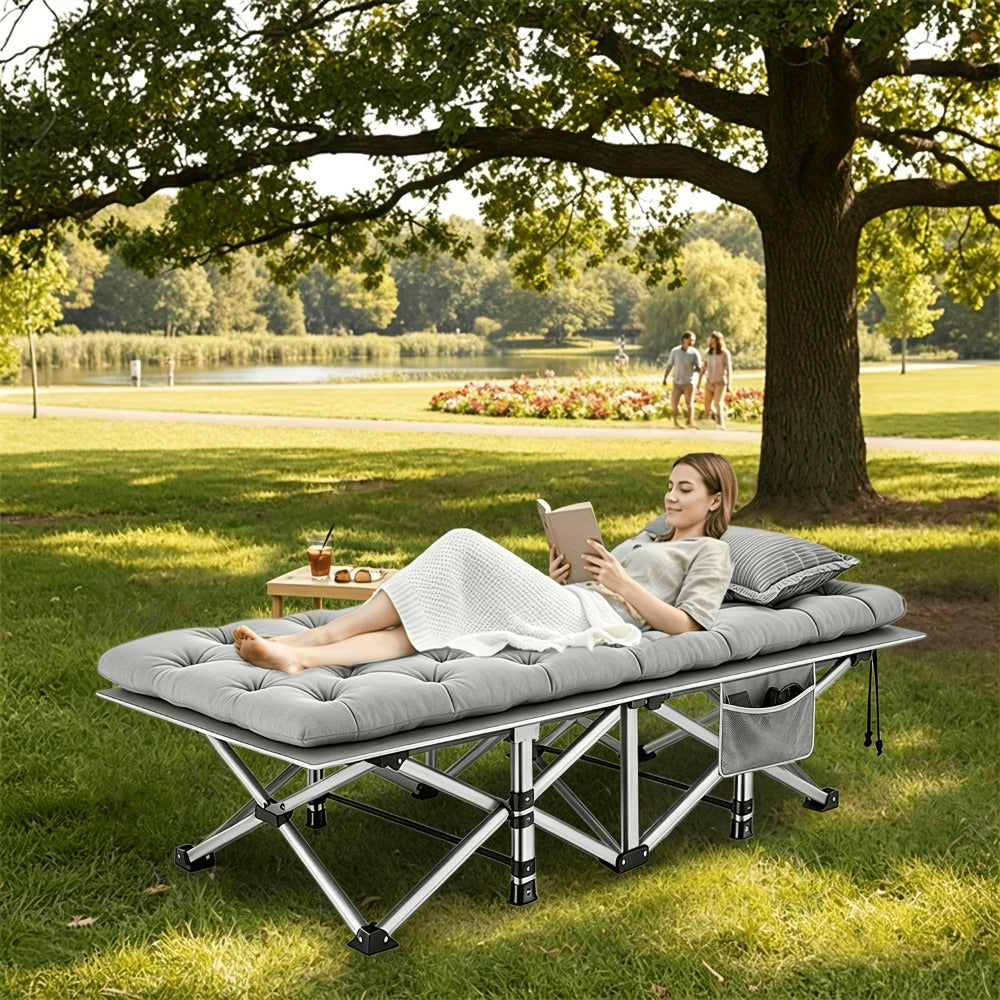 Foldable Heavy-Duty Camping Bed with Tool-Free Assembly for Bedroom