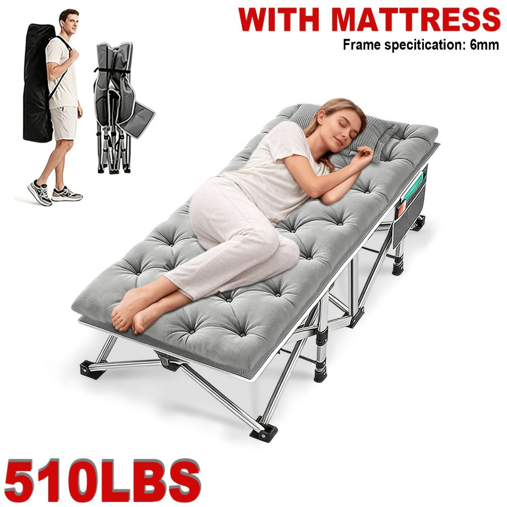Foldable Heavy-Duty Camping Bed with Tool-Free Assembly for Bedroom