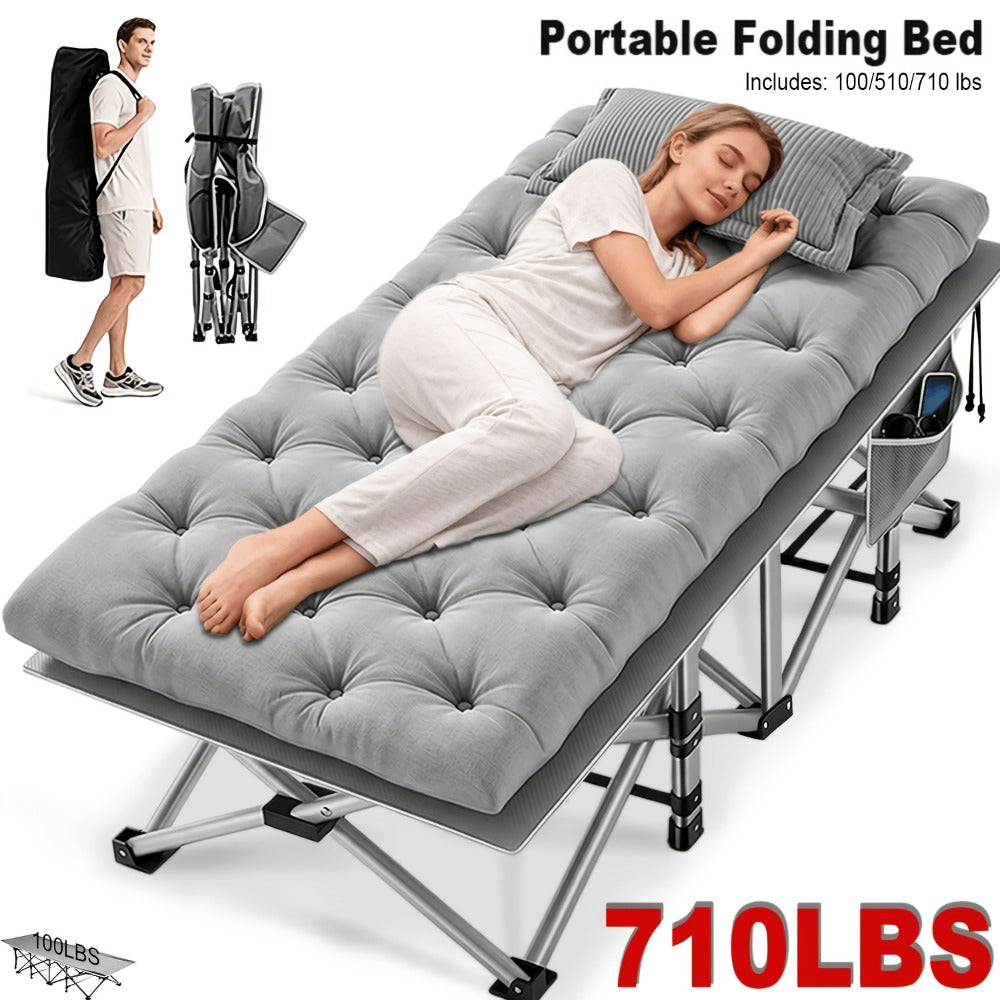 Foldable Heavy-Duty Camping Bed with Tool-Free Assembly for Bedroom