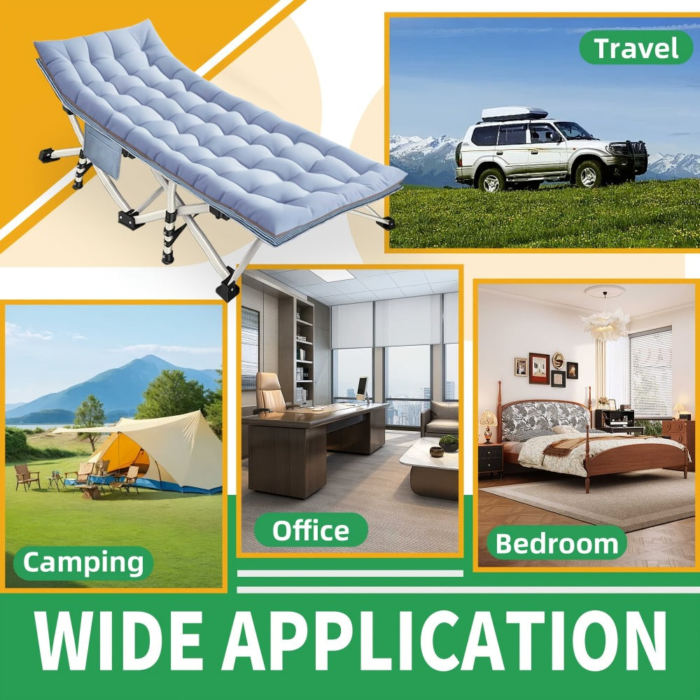 Foldable Heavy-Duty Camping Cot with Carry Bag and Tool-Free Assembly