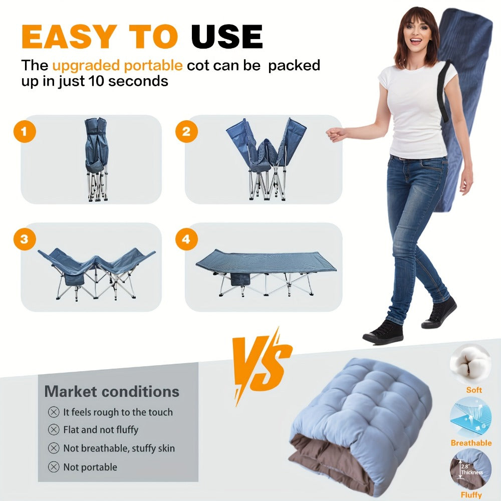 Foldable Heavy-Duty Camping Cot with Carry Bag and Tool-Free Assembly